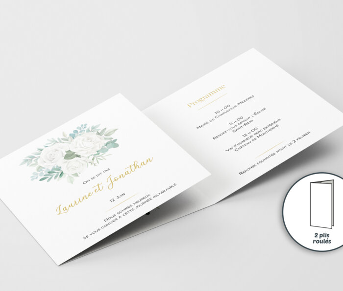 Faire part carre plis roules